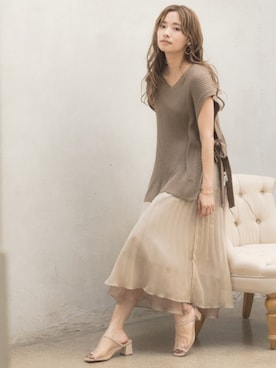 「アイテム（イヤリング、グレー系）」を使った、mystywoman_officialさん（レディース・164cm）の春コーディネート