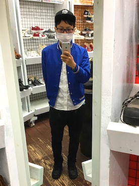 「UNITED ARROWS（ユナイテッドアローズ）のアイテム（スタジャン）」を使った、minoruさん（メンズ・165cm）の春コーディネート