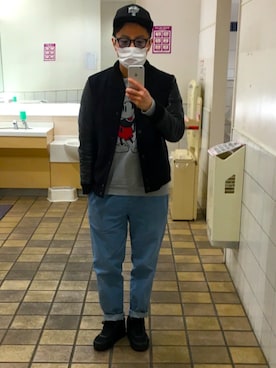 「NANO universe（ナノユニバース）のアイテム（スタジャン）」を使った、minoruさん（メンズ・165cm）の冬コーディネート