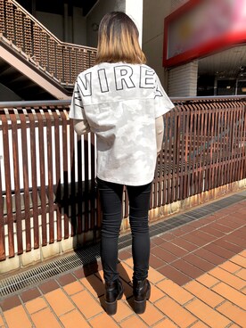「AVIREX（アヴィレックス）のアイテム」を使った、OSWさん（レディース・160cm・10代）の春コーディネート