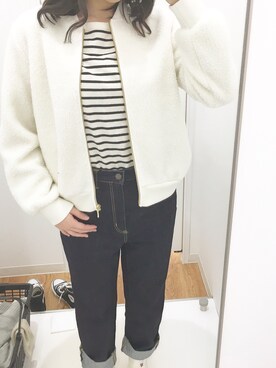 「ハイウエストストレートジーンズ」｜ゆうたぁむさん（レディース・159cm）の冬コーディネート