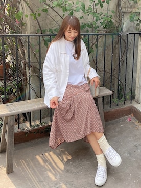 「MEIER.Q（マイヤーキュー）のアイテム（その他アウター）」を使った、美田さん（レディース・168cm）の春コーディネート
