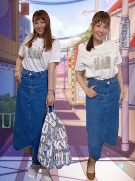 「ミディスカート」｜美田さん（レディース・167cm）の夏コーディネート