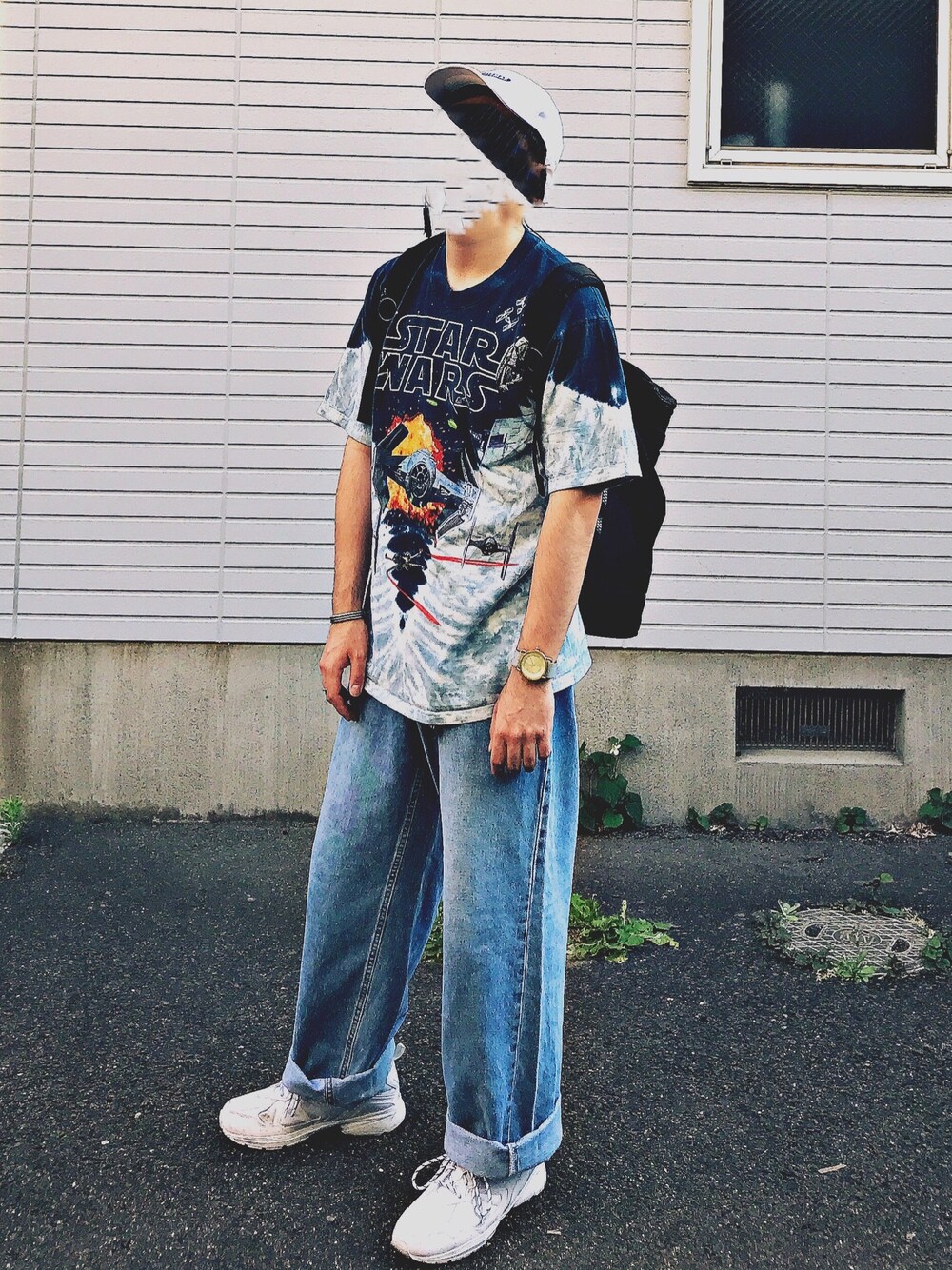 「古着、ootd、お洒落さんとつながりたい、STAR WARS、silver tab、dunlop、NIKE」｜「STAR WARSのアイテム（Tシャツ/カットソー、その他）」を使った、kさん（メンズ・172cm）の夏コーディネートの1枚目の写真