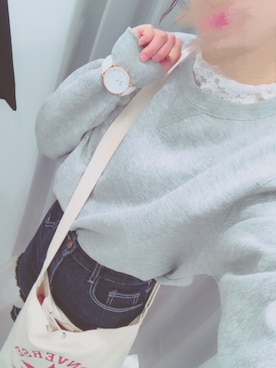 「GU（ジーユー）のアイテム（スウェット、グレー系）」を使った、ゆちょさん（レディース・165cm）の春コーディネート