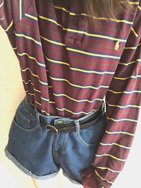 「no brand（ノーブランド）のアイテム（デニムパンツ、ブルー系）」を使った、ゆちょさん（レディース・165cm）の秋コーディネート