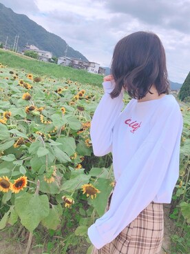 「glad_mineのアイテム（Tシャツ/カットソー、ホワイト系）」を使った、ゆちょさん（レディース・165cm）の秋コーディネート