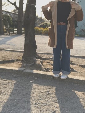 「URBAN RESEARCH（アーバンリサーチ）のアイテム（ムートンコート）」を使った、white さん（レディース・153cm）の冬コーディネート