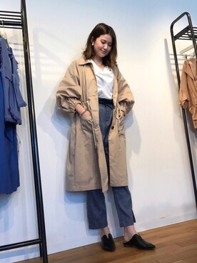 「RANDA（ランダ）のアイテム（ステンカラーコート）」を使った、kokuboさん（レディース・161cm）の春コーディネート