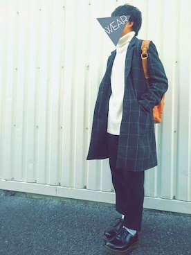 「TOPMAN（トップマン）のアイテム（スラックス）」を使った、しゅんしゅん丸さん（メンズ・165cm）の冬コーディネート