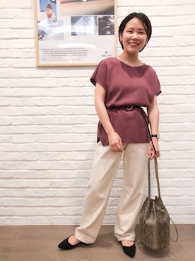 「Moname（モナーム）のアイテム（パンツ）」を使った、フタバさん（レディース・151cm）の夏コーディネート