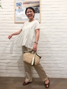 「Moname（モナーム）のアイテム（パンツ）」を使った、フタバさん（レディース・151cm）の夏コーディネート