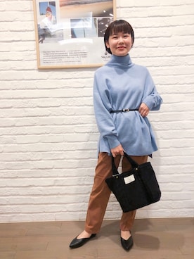 「Moname（モナーム）のアイテム（パンツ）」を使った、フタバさん（レディース・151cm）の冬コーディネート