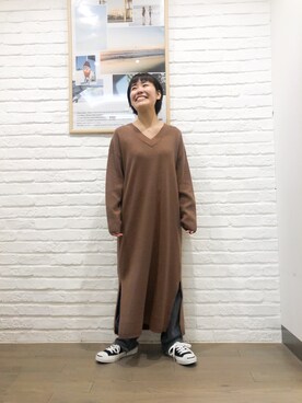 「Moname（モナーム）のアイテム（パンツ）」を使った、フタバさん（レディース・151cm）の冬コーディネート
