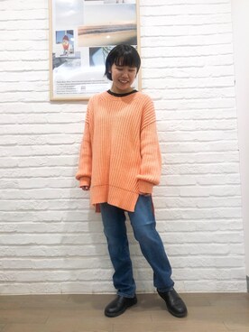 「Moname（モナーム）のアイテム（パンツ）」を使った、フタバさん（レディース・151cm）の冬コーディネート