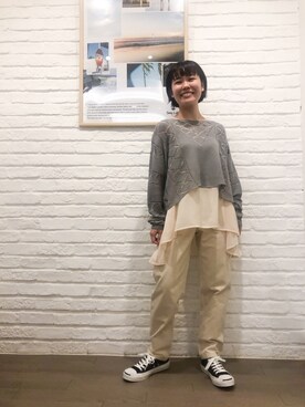 「Moname（モナーム）のアイテム（パンツ）」を使った、フタバさん（レディース・151cm）の春コーディネート