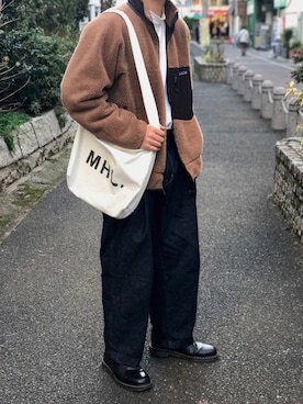「neonsign」｜「アイテム（ブーツ）」を使った、ふるやしきさん（メンズ・180cm）の冬コーディネート