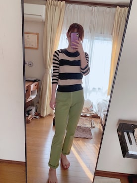 「Jocomomola（ホコモモラ）のアイテム（トップス）」を使った、SHIHOさん（レディース・165cm）の夏コーディネート