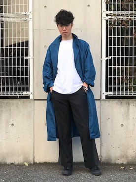 「DRIES VAN NOTEN（ドリスヴァンノッテン）のアイテム（トレンチコート）」を使った、シーマさん（メンズ・180cm）の秋コーディネート