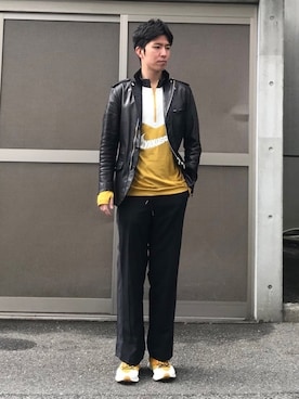「RAINMAKER（レインメーカー）のアイテム（ライダースジャケット）」を使った、シーマさん（メンズ・180cm）の秋コーディネート
