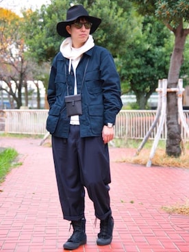 「DISCOVERED（ディスカバード）のアイテム（帽子）」を使った、シーマさん（メンズ・180cm）の冬コーディネート