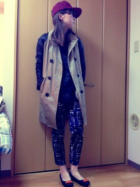 「I am I in fact...（アイアムアイインファクト）のアイテム（トレンチコート）」を使った、MAHさん（レディース・163cm）の冬コーディネート