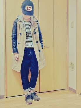 「I am I in fact...（アイアムアイインファクト）のアイテム（トレンチコート）」を使った、MAHさん（レディース・163cm）の春コーディネート