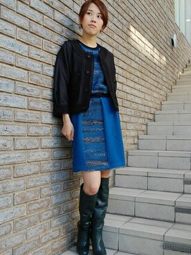 「hippiness（ヒッピネス）のアイテム（ノーカラージャケット）」を使った、chaosbohemiaさん（レディース・156cm）の秋コーディネート