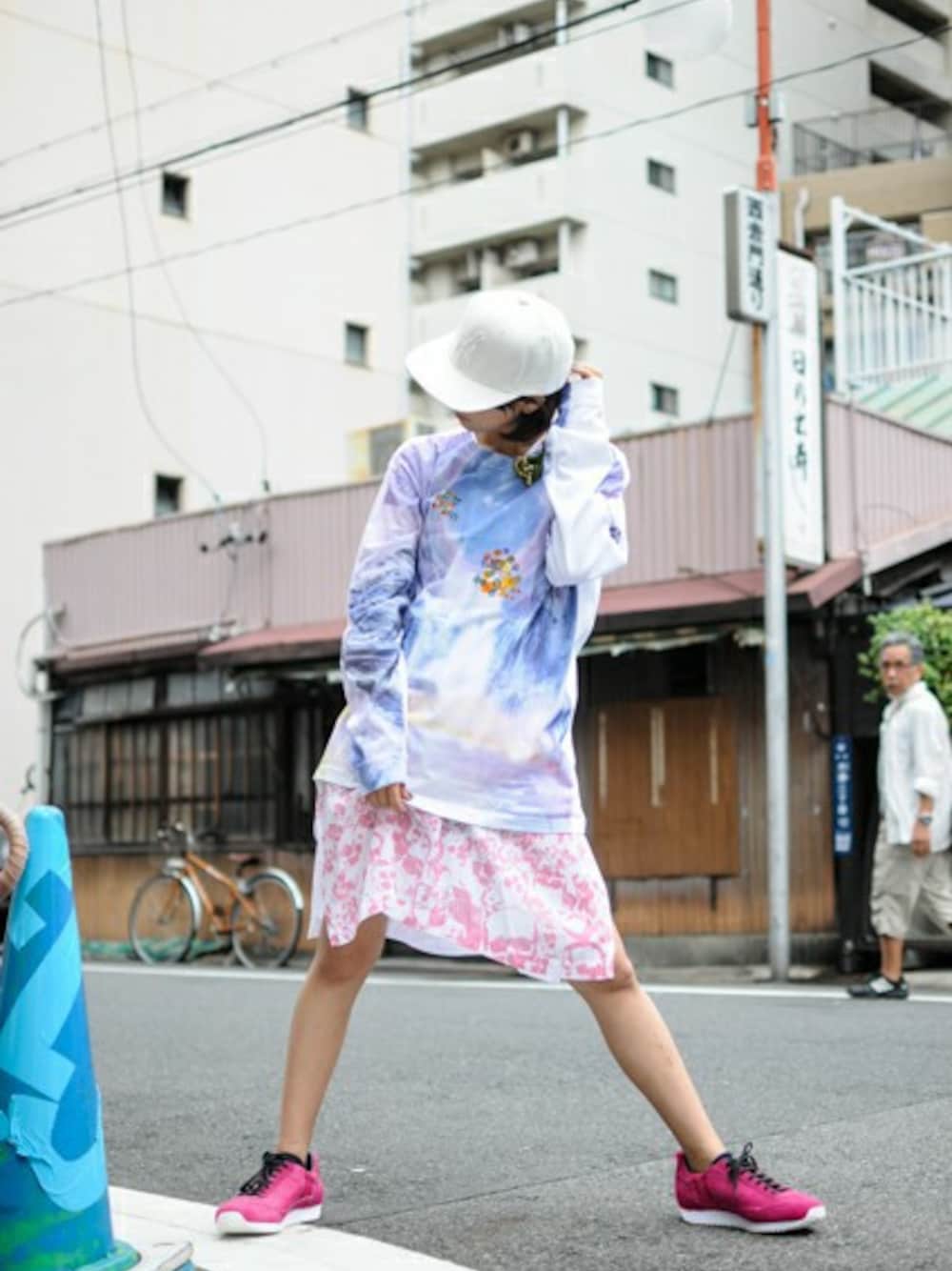 「white、Jenny fax、archives、hokuro、pink、2013A/W、lady、TARO HORIUCHI、yotsuba、NOZOMI ISHIGURO tambourine」｜「スカルワンピース（ワンピース、ピンク系）」を使った、フロノウェア／fro・nowhereさん（レディース・160cm）の秋コーディネートの1枚目の写真