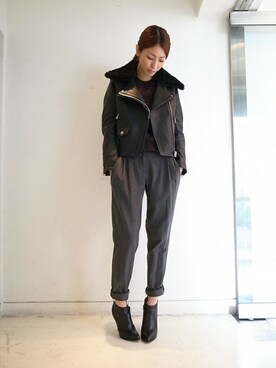 「ACNE（アクネ）のアイテム（ジャケット/アウター）」を使った、MOGGIE CO-OP STAFFさん（レディース・168cm）の秋コーディネート