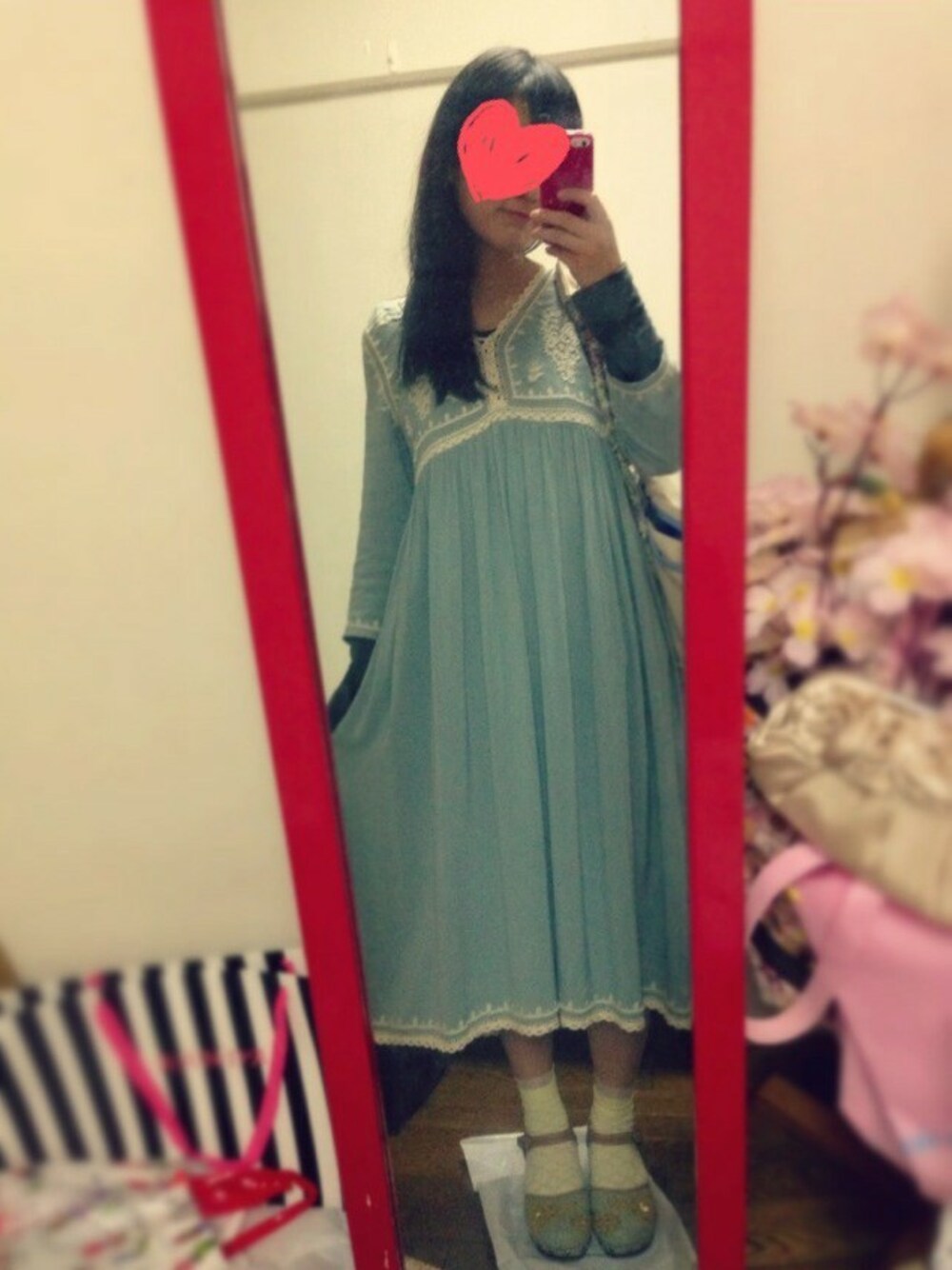 「Crispのアイテム名不明（ワンピース、ブルー系）」を使った、naa♯さん（レディース・160cm）の春コーディネートの1枚目の写真