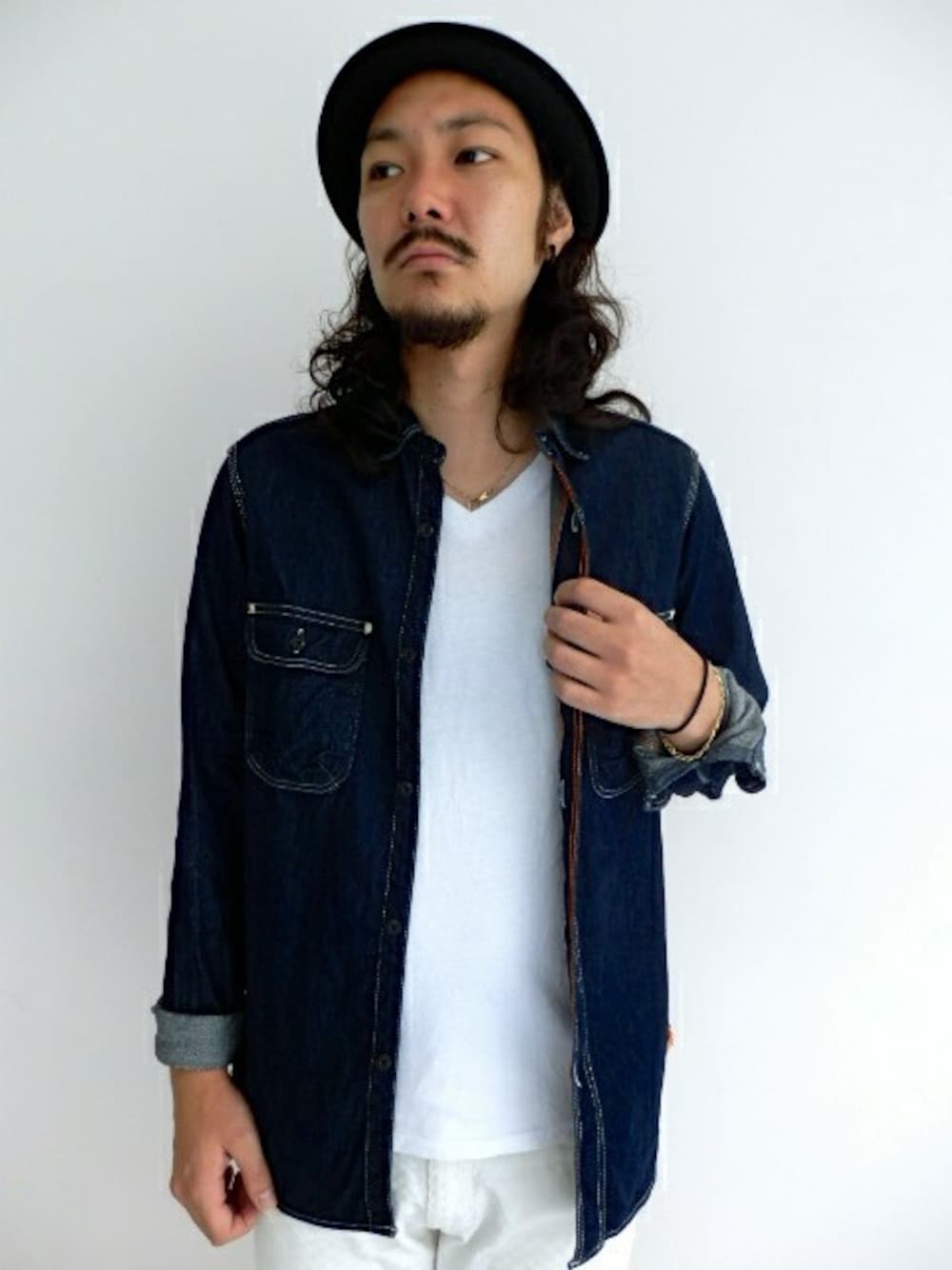「80z W-FLAP WORK SHIRTS （シャツ/ブラウス、ブルー系）」を使った、Li【リチウム】さん（メンズ・173cm）の秋コーディネートの1枚目の写真