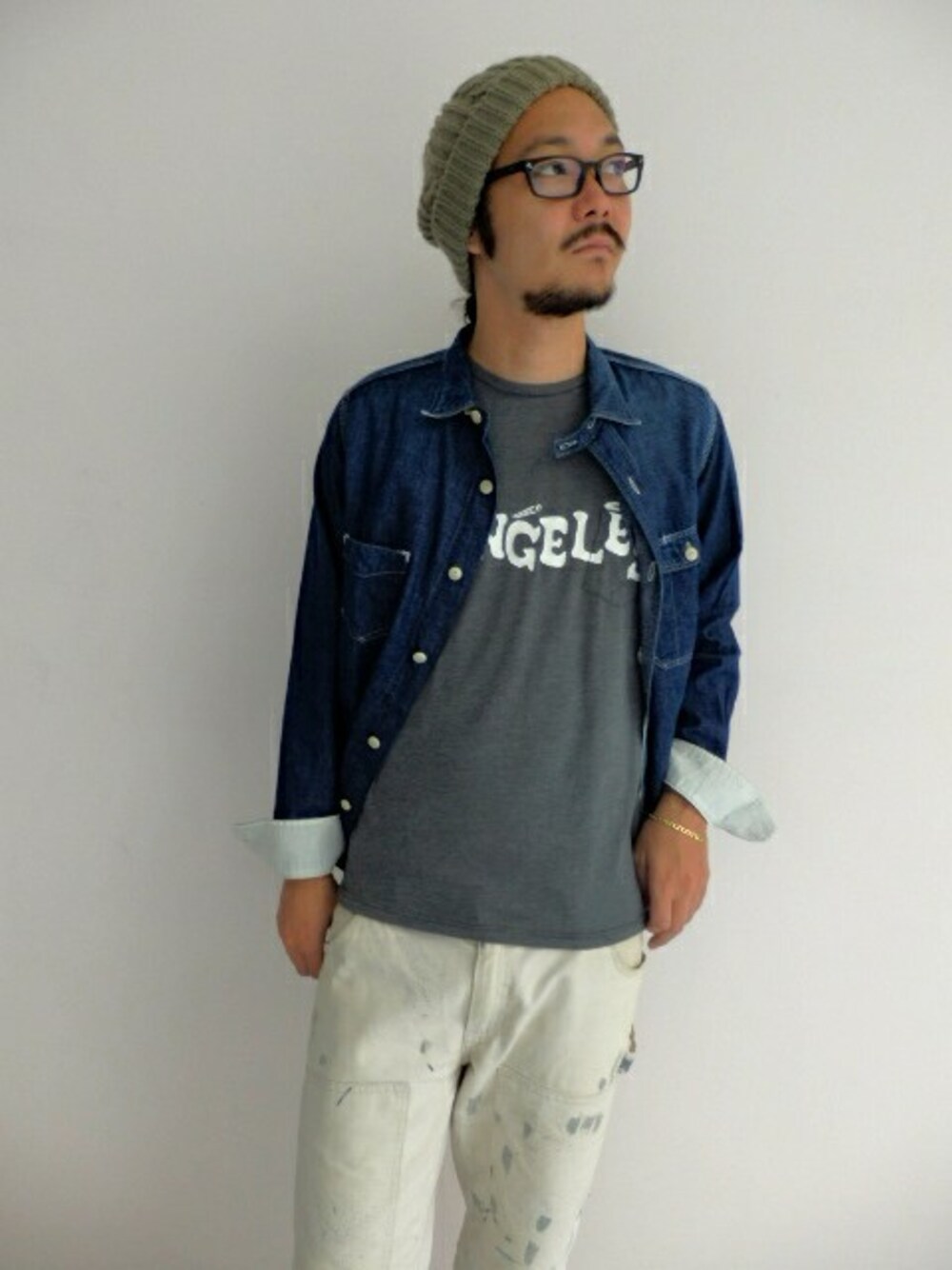 「SUNNY  SPORTSのDENIM 40's SHIRTS（シャツ/ブラウス、ブルー系）」を使った、Li【リチウム】さん（メンズ・173cm）の秋コーディネートの1枚目の写真