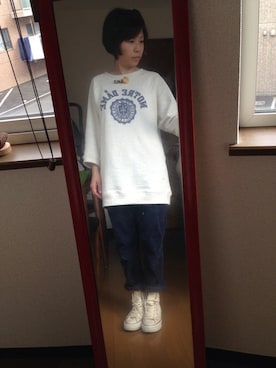 「アイテム（ロンパース、ホワイト系）」を使った、fukumorihiromiさん（レディース・149cm）の秋コーディネート