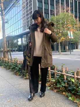 「WOOLRICH（ウールリッチ）のアイテム（ジャケット/アウター）」を使った、Izumisawa karinさん（レディース・165cm）の冬コーディネート