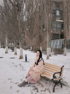 「VINTAGE（ヴィンテージ）のアイテム（ピーコート）」を使った、Rosyswanさん（レディース・158cm）の冬コーディネート