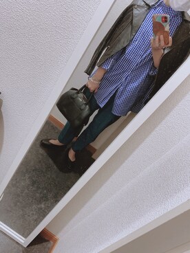 「STUDIOUS（ステュディオス）のアイテム（ライダースジャケット）」を使った、kie99さん（レディース・155cm）の春コーディネート