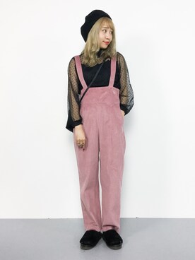 サロペット オーバーオール ピンク系 を使った 秋 の人気ファッションコーディネート Wear