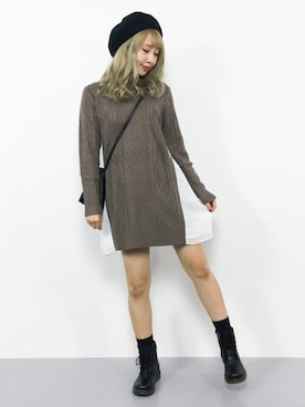 「Color（カラー）のアイテム（ワンピース）」を使った、E R Uさん（レディース・157cm）の秋コーディネート
