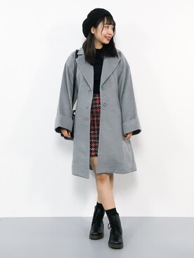 「one after another NICE CLAUP（ワンアフターアナザーナイスクラップ）のアイテム（チェスターコート）」を使った、エル 🍒さん（レディース・157cm）の秋コーディネート
