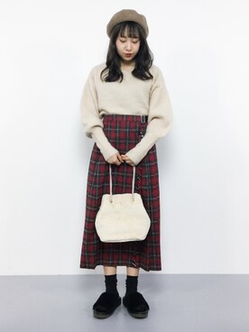 「w closet」｜「アイテム（ハンチング/ベレー帽）」を使った、エル 🍒さん（レディース・157cm）の秋コーディネート