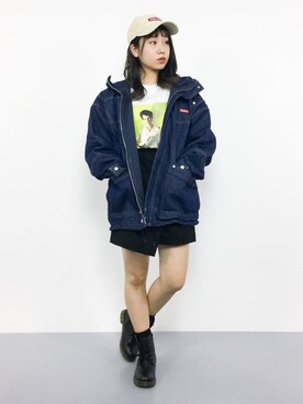 「MILKFED.」｜「アイテム（デニムジャケット）」を使った、エル 🍒さん（レディース・157cm）の秋コーディネート