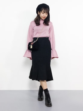 「マーメイドスカート」｜「アイテム（クラッチバッグ）」を使った、エル 🍒さん（レディース・157cm）の冬コーディネート