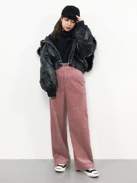 「SUNBABIES（サンベイビーズ）のアイテム」を使った、E R Uさん（レディース・157cm）の冬コーディネート