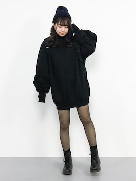 「SLY（スライ）のVOLUME TUCK SLEEVE OP（ワンピース）」を使った、エル 🍒さん（レディース・157cm）の冬コーディネート
