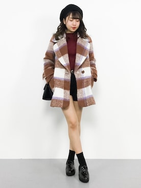 「dazzlin（ダズリン）のアイテム（チェスターコート）」を使った、エル 🍒さん（レディース・157cm）の冬コーディネート