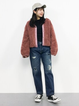 「w closet」｜「アイテム（キャップ）」を使った、エル 🍒さん（レディース・157cm）の冬コーディネート