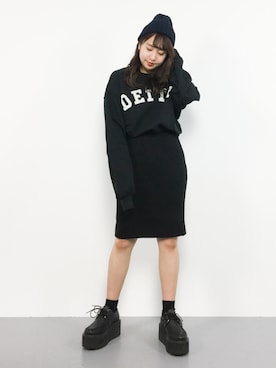 「RAY CASSIN（レイカズン）のアイテム（スウェット）」を使った、エル 🍒さん（レディース・157cm）の冬コーディネート