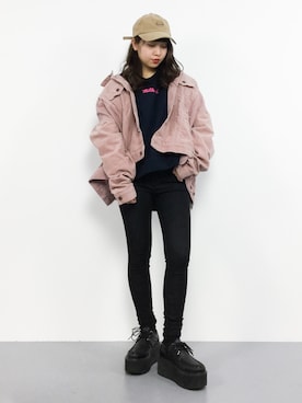 「D-LOOP（ディーループ）のアイテム」を使った、E R Uさん（レディース・157cm）の冬コーディネート