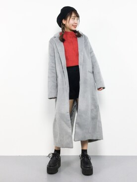 「KOBE LETTUCE（コウベレタス）のアイテム（チェスターコート）」を使った、エル 🍒さん（レディース・157cm）の冬コーディネート